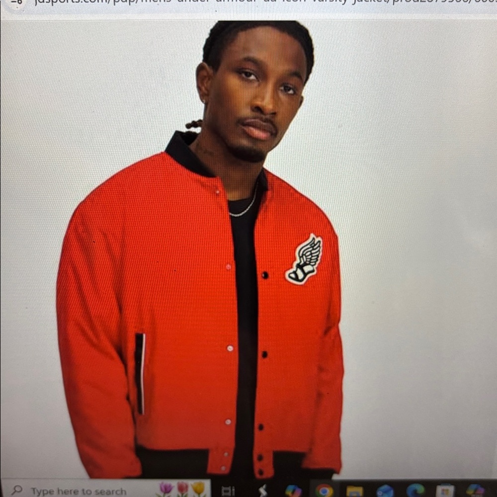 NWT Under Armour UA Icon Varsity Men’s Bomber Jacket Size Large Red/Black/White
